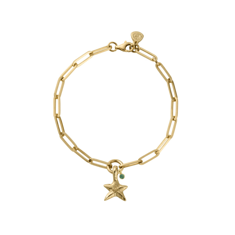 Gold Emerald Mini Star Trace Chain Bracelet