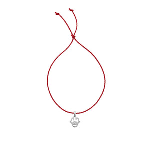 Silver Tiny Hamsa Hand Cord Bracelet