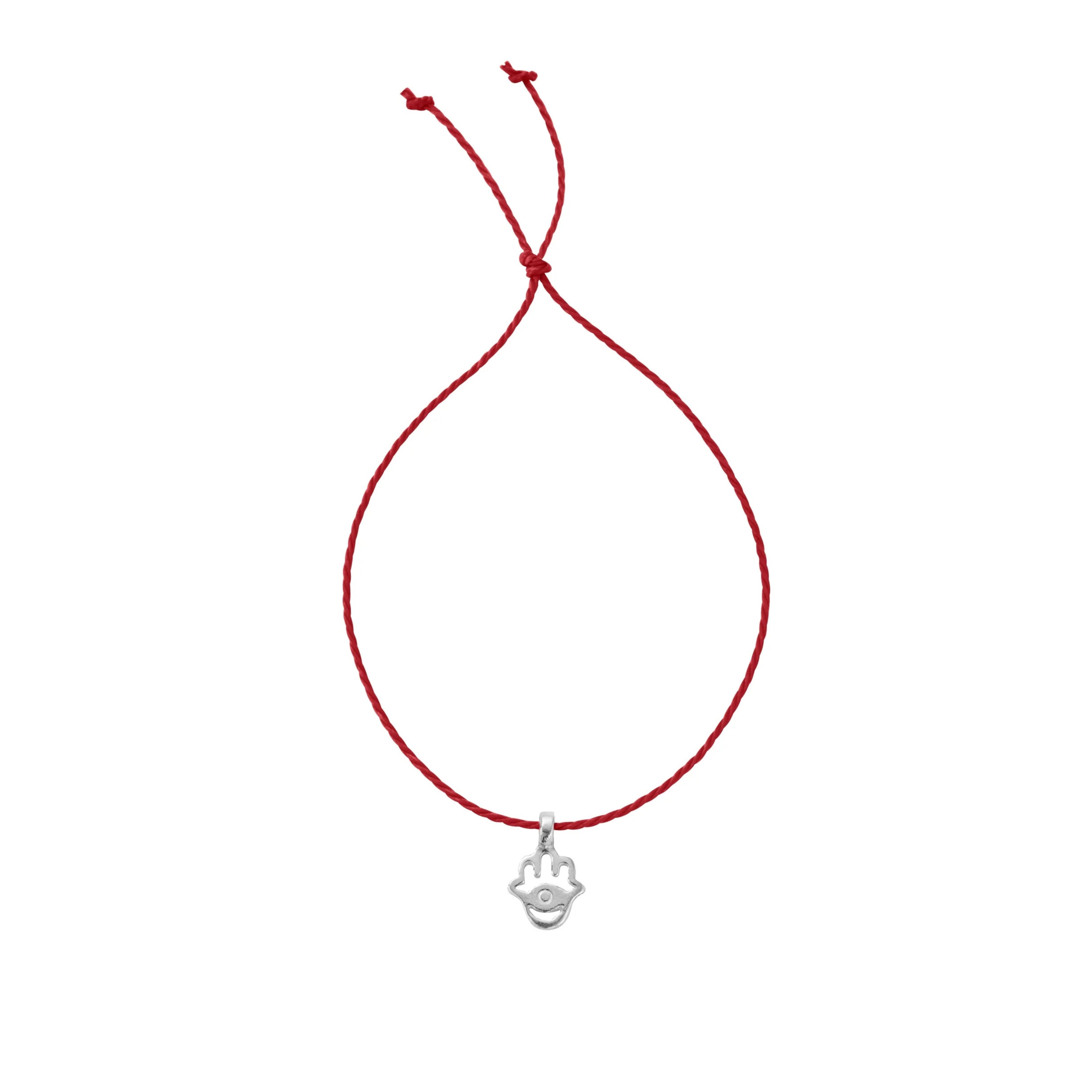 Silver Tiny Hamsa Hand Cord Bracelet