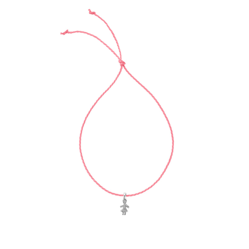 Silver Little Girl Cord Bracelet