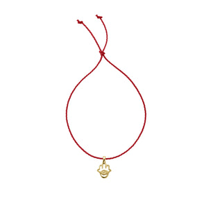 Gold Tiny Hamsa Hand Cord Bracelet