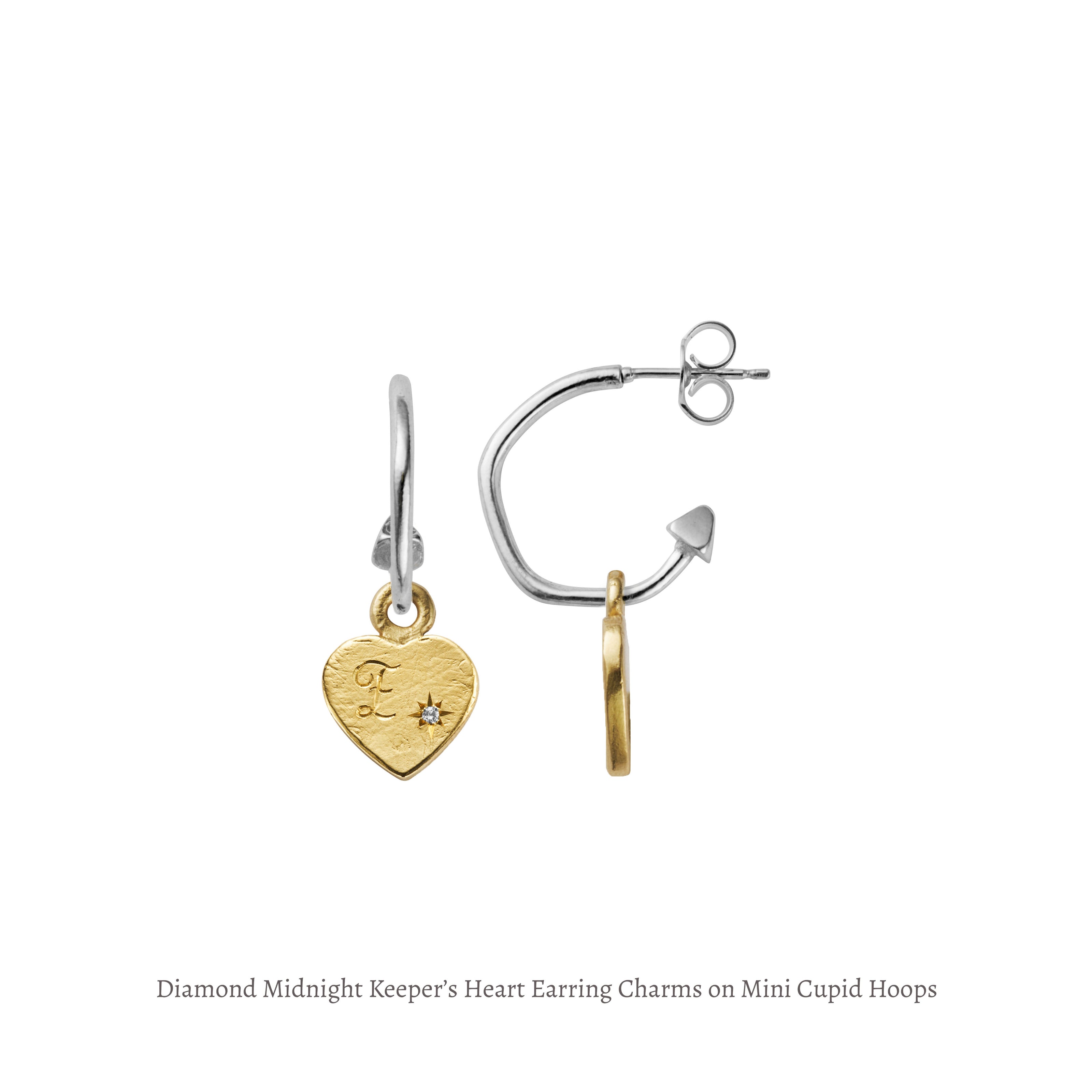 Gold Diamond Midnight Keeper's Heart Earring Charms