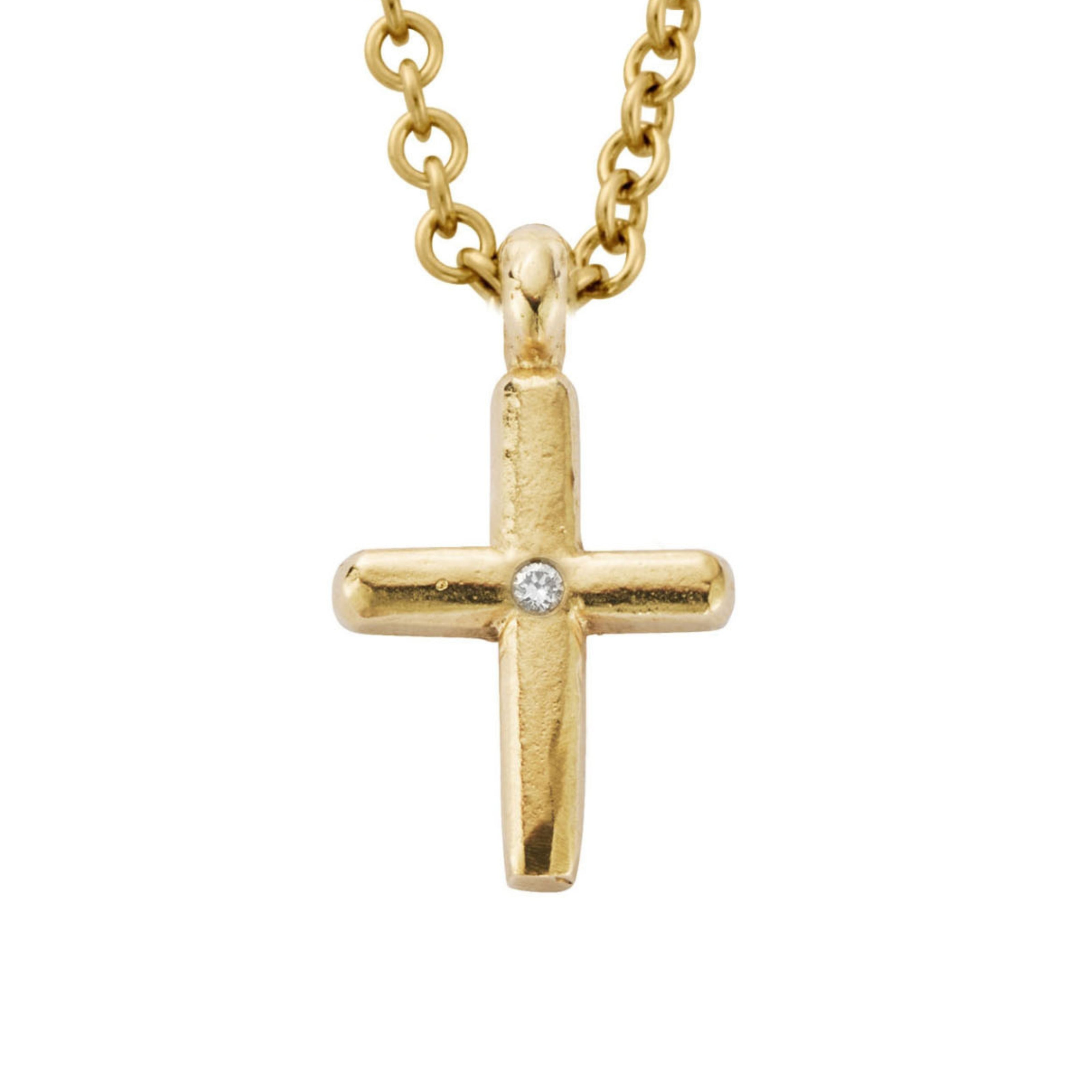 Gold Diamond Mini Cross Necklace