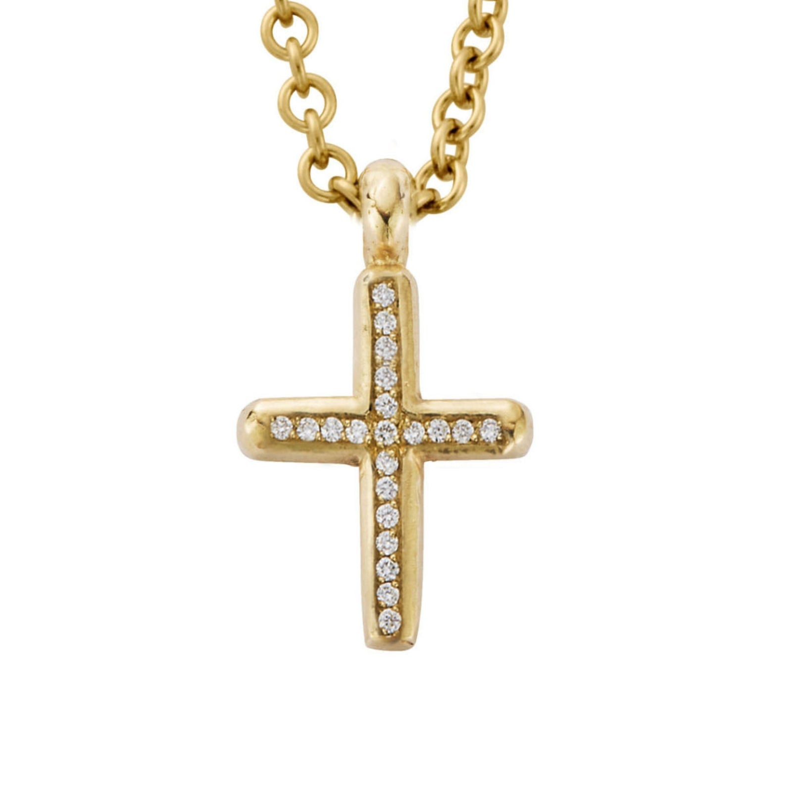 Gold Pavé Diamond Mini Cross Necklace