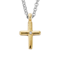 Silver & Gold Diamond Mini Cross Necklace