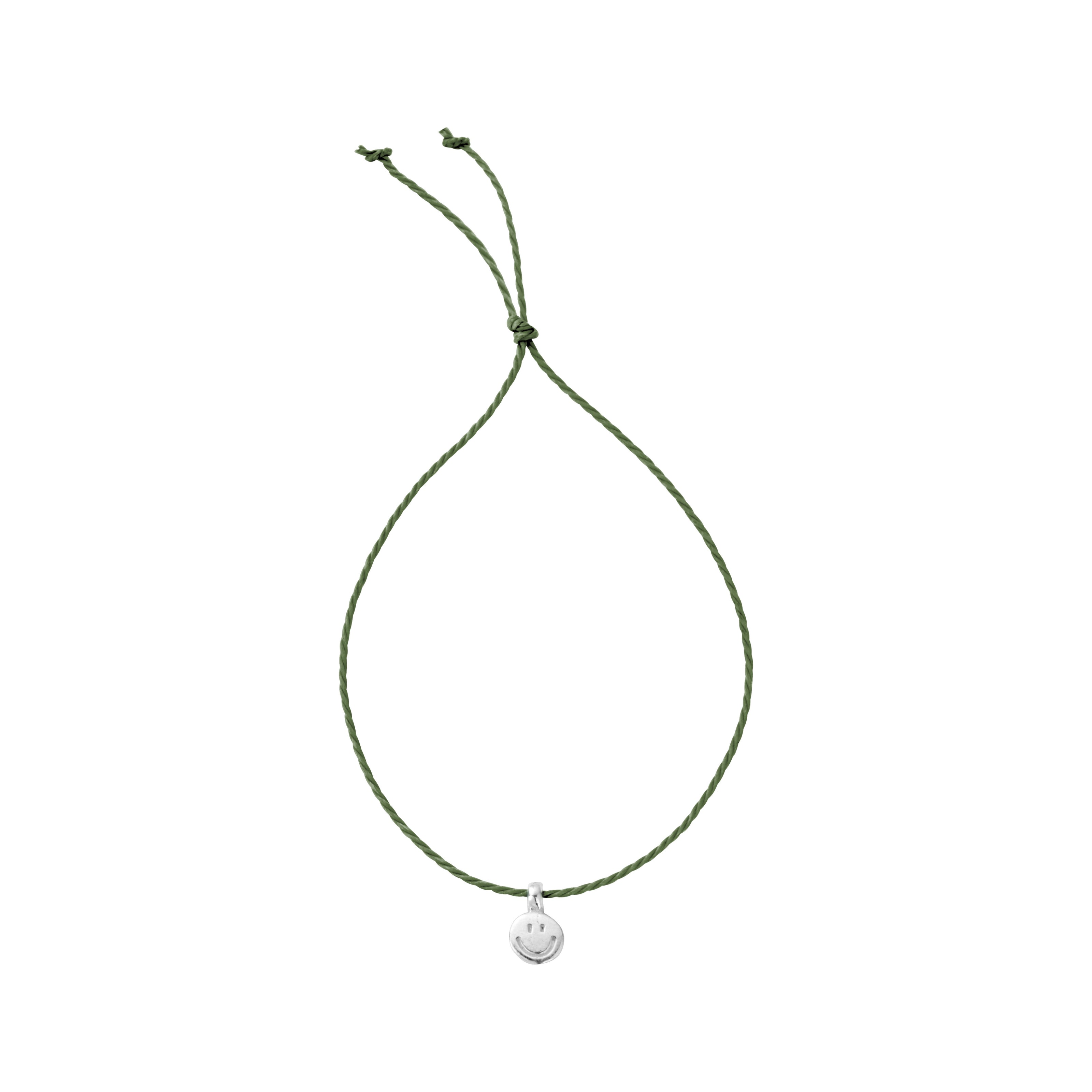 Silver Smiley Face Cord Bracelet