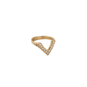 Gold Pavé Set Diamond V Ring