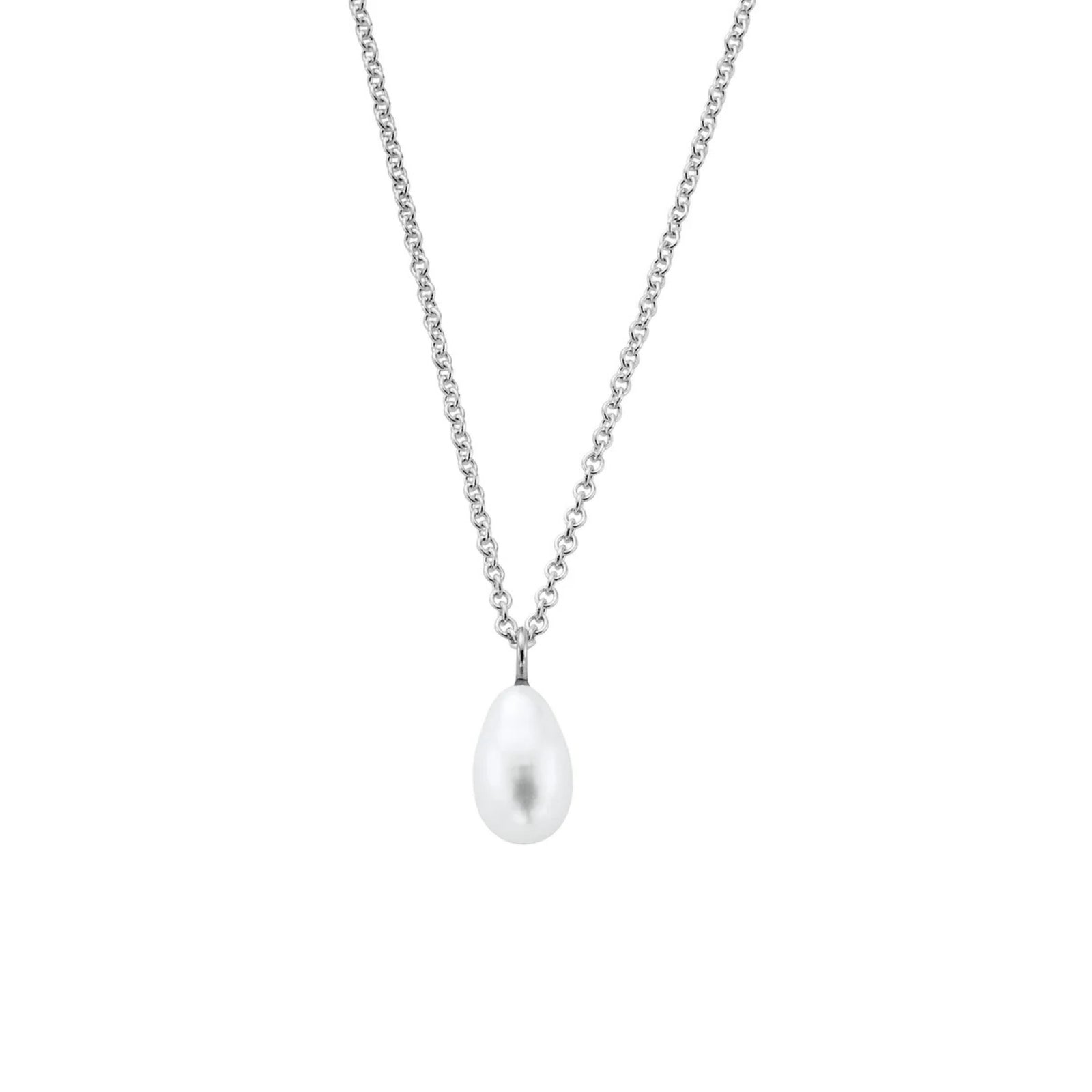 Silver Teardrop Pearl Necklace