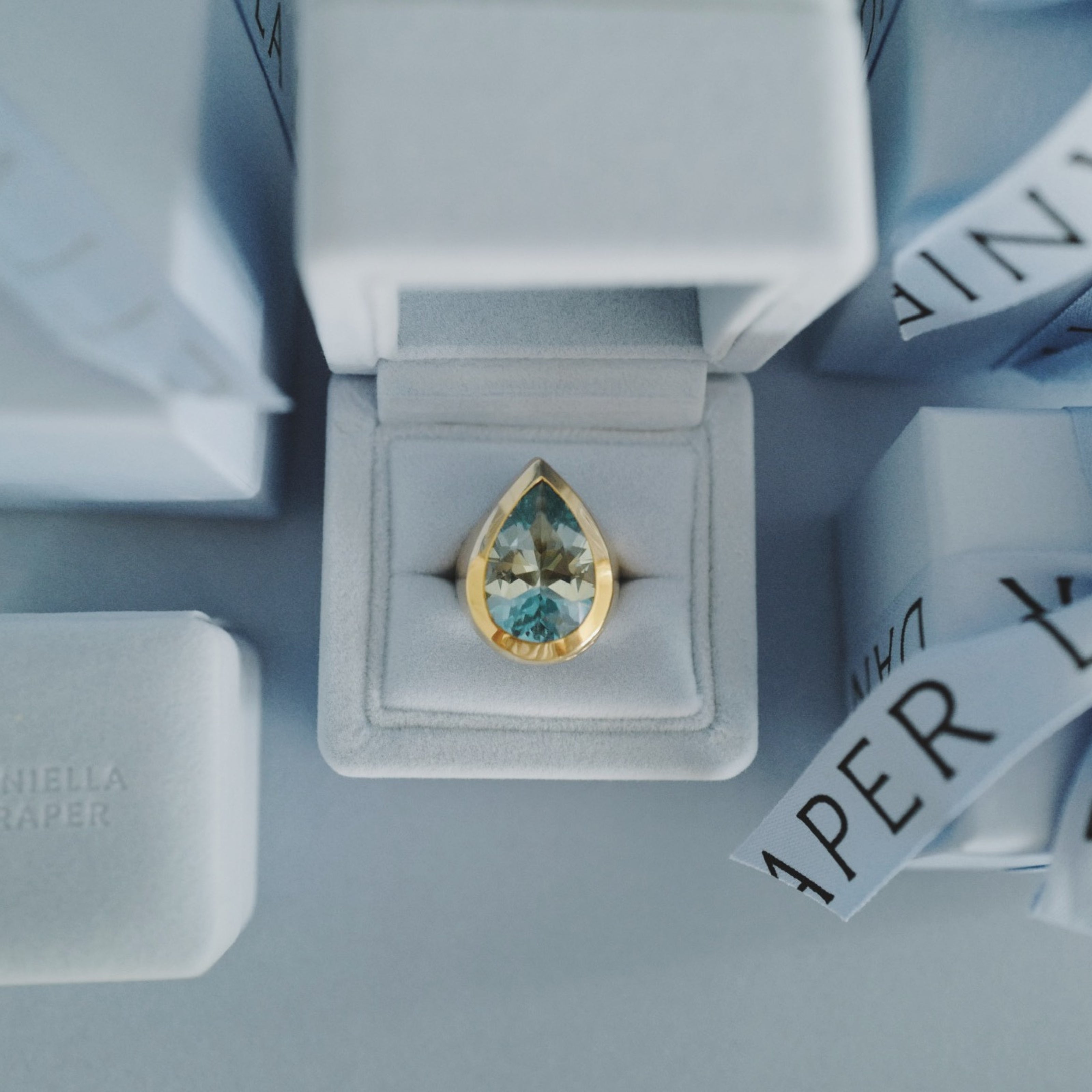AALTO Gold Aquamarine Pear Signet Ring