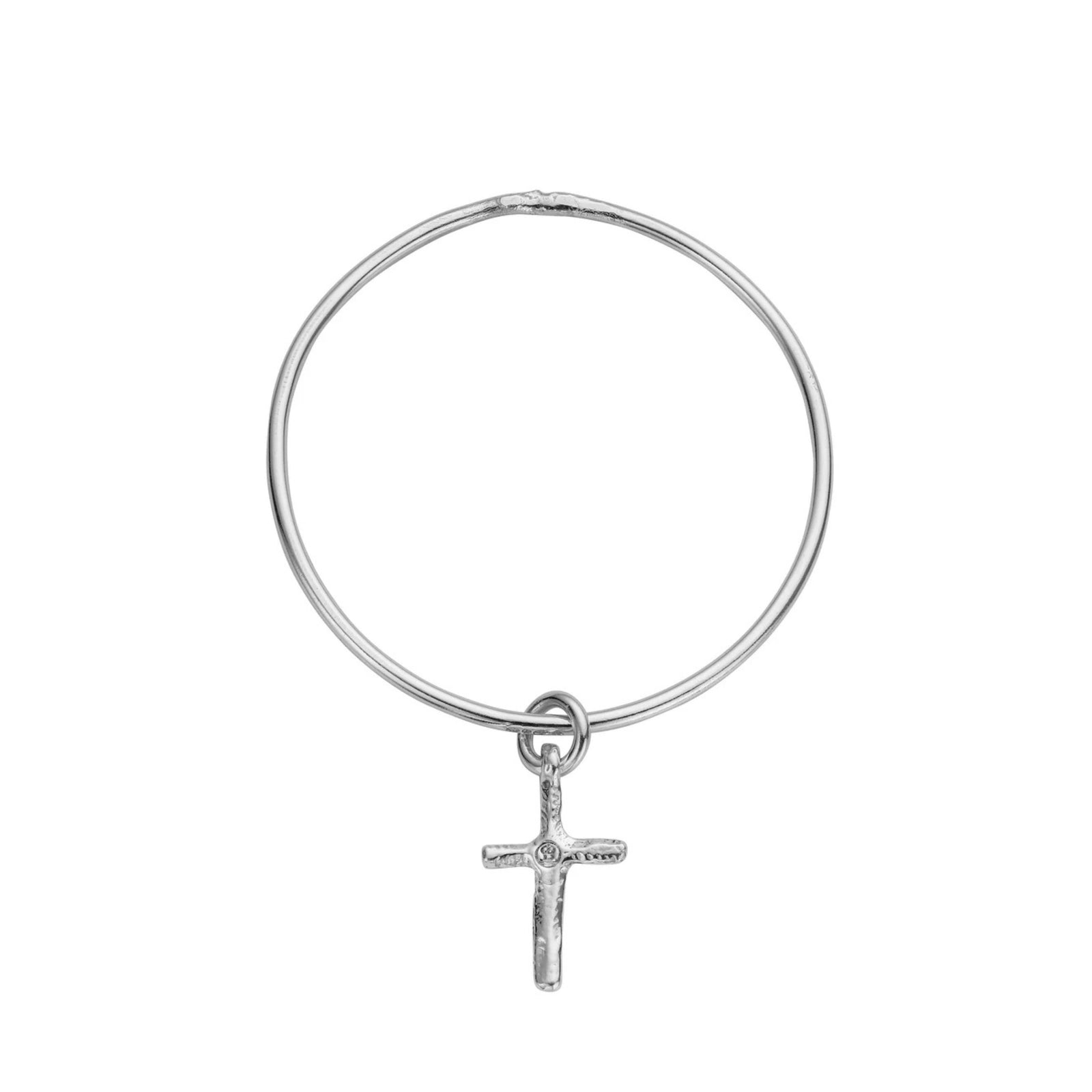 Silver Medium Cross Bangle
