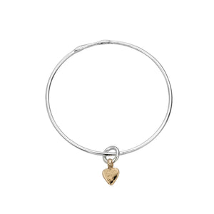 Silver & Gold Baby Heart Bangle