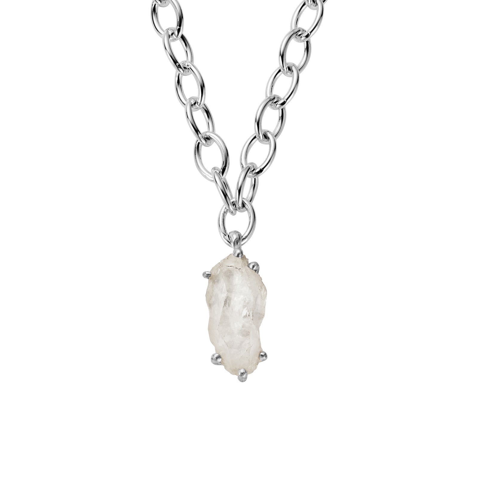 No.19 Silver Rock Crystal Pendant Sylt Chain Necklace