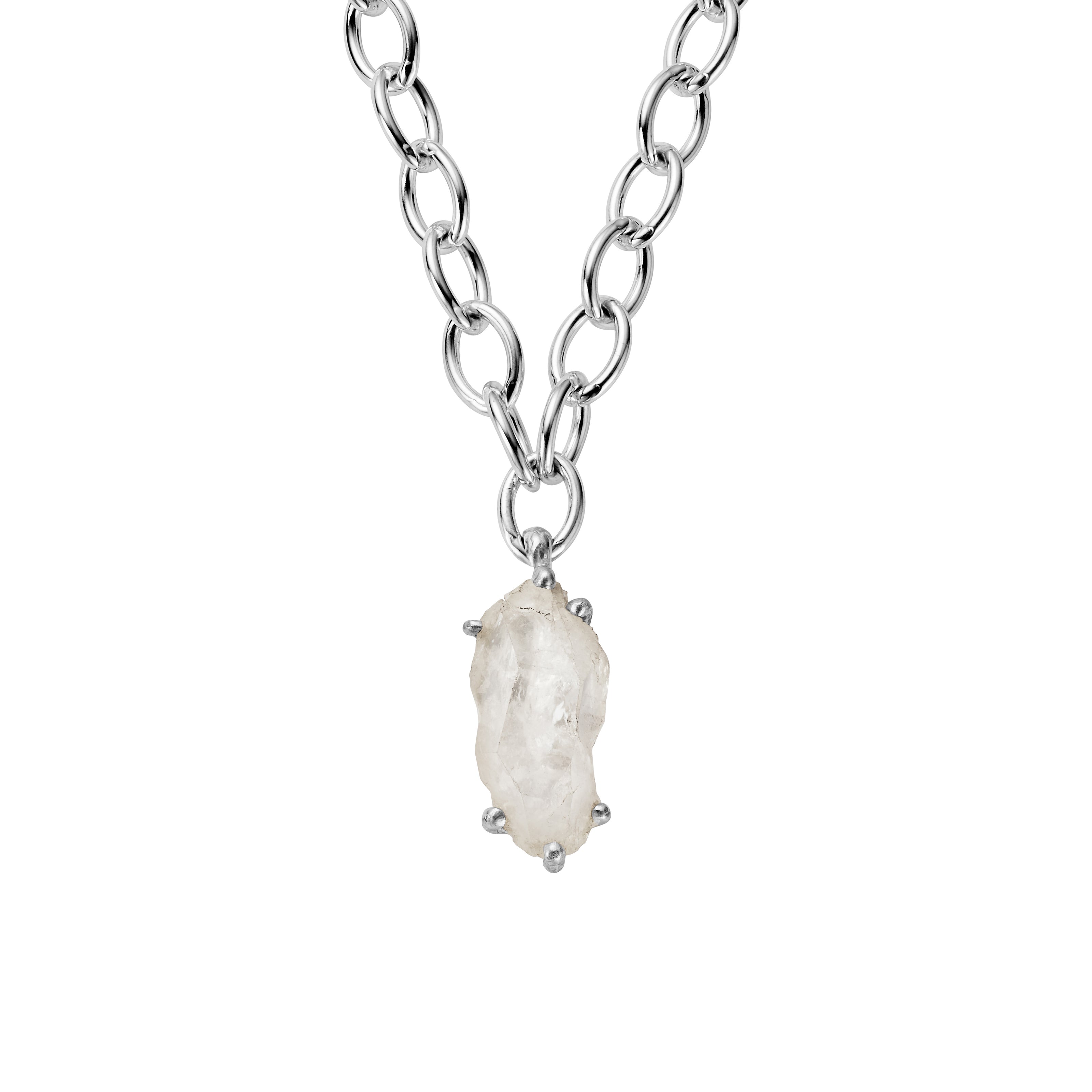 No.19 Silver Rock Crystal Pendant Sylt Chain Necklace