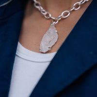 No.20 Silver Rock Crystal Pendant Sylt Chain Necklace
