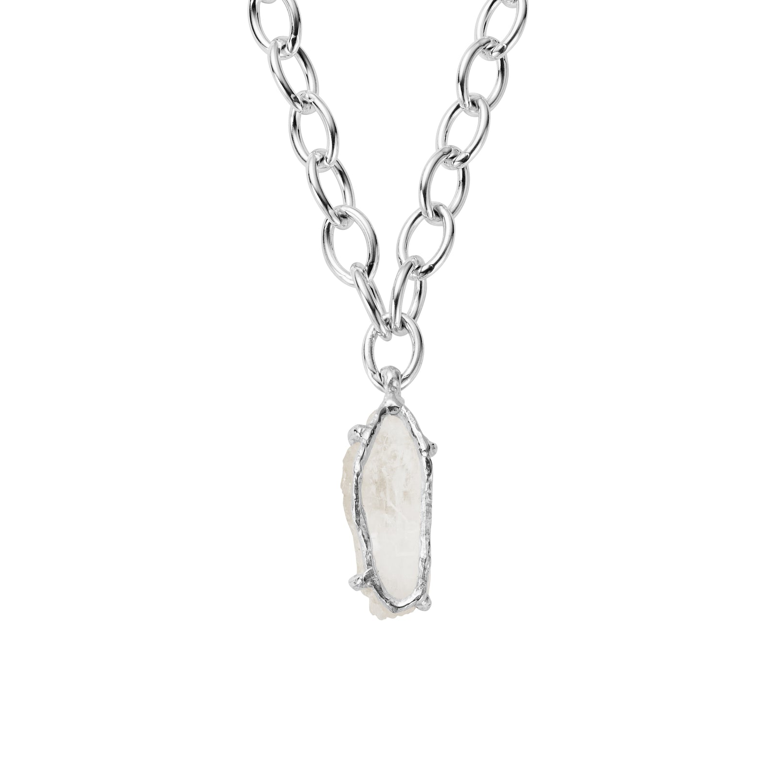 No.20 Silver Rock Crystal Pendant Sylt Chain Necklace