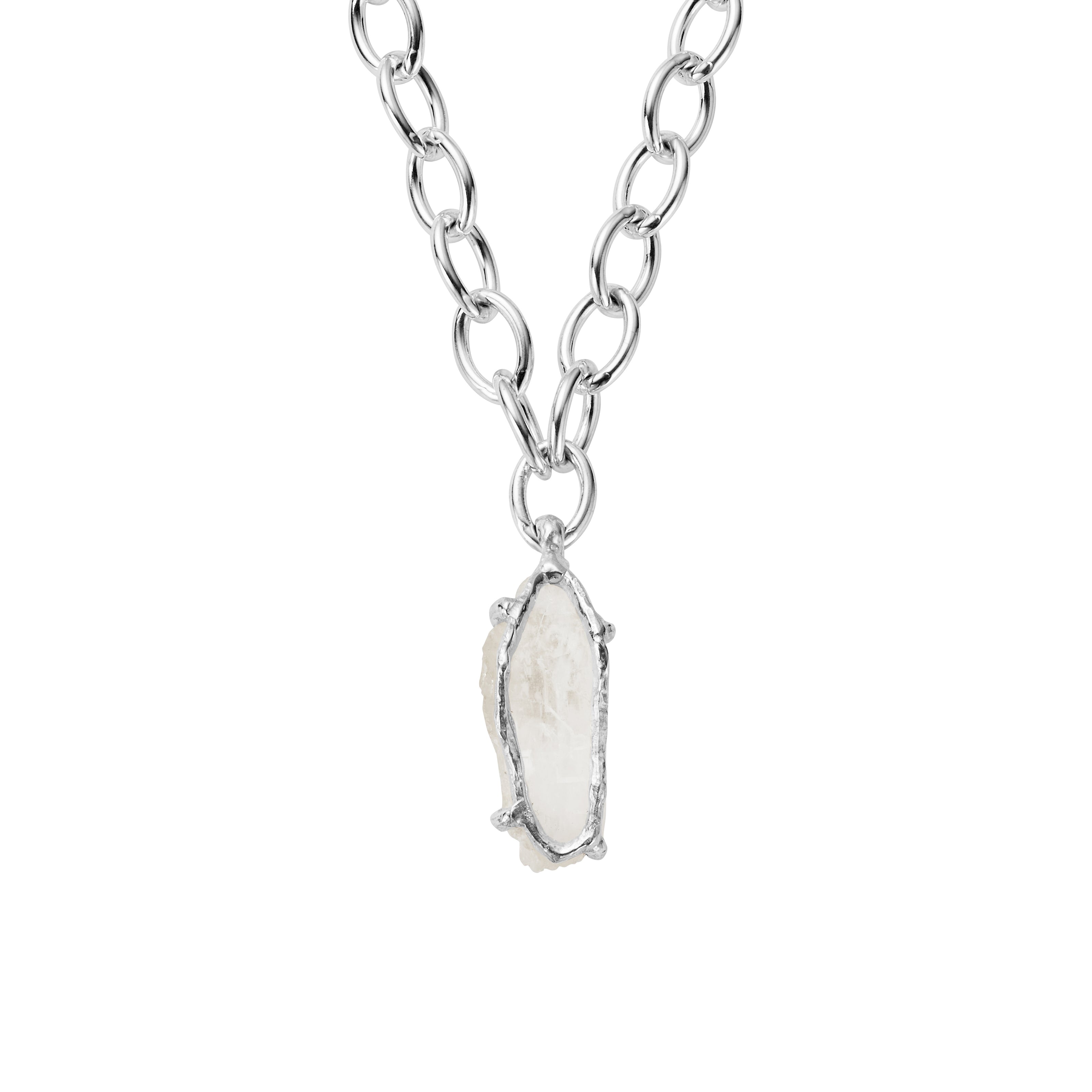 No.20 Silver Rock Crystal Pendant Sylt Chain Necklace