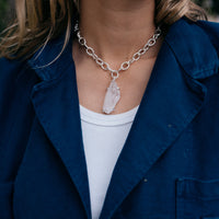 No.20 Silver Rock Crystal Pendant Sylt Chain Necklace