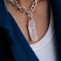 No.20 Silver Rock Crystal Pendant Sylt Chain Necklace