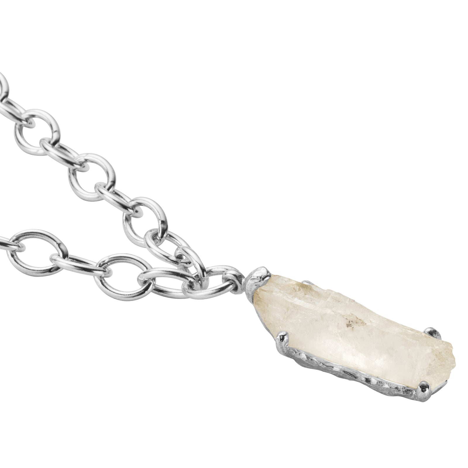 No.20 Silver Rock Crystal Pendant Sylt Chain Necklace
