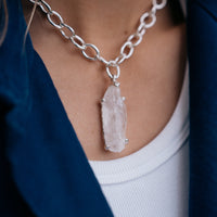 No.20 Silver Rock Crystal Pendant Sylt Chain Necklace