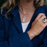 No.20 Silver Rock Crystal Pendant Sylt Chain Necklace
