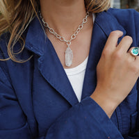 No.20 Silver Rock Crystal Pendant Sylt Chain Necklace