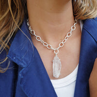 No.20 Silver Rock Crystal Pendant Sylt Chain Necklace