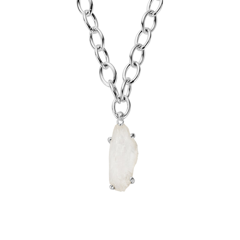 No.20 Silver Rock Crystal Pendant Sylt Chain Necklace