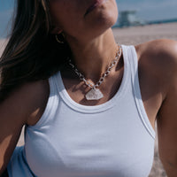 No.21 Silver Rock Crystal Pendant Sylt Chain Necklace