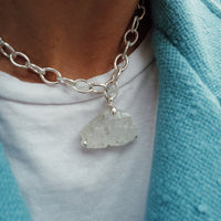 No.21 Silver Rock Crystal Pendant Sylt Chain Necklace