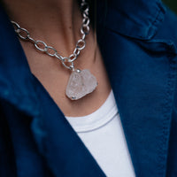 No.21 Silver Rock Crystal Pendant Sylt Chain Necklace