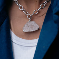 No.21 Silver Rock Crystal Pendant Sylt Chain Necklace