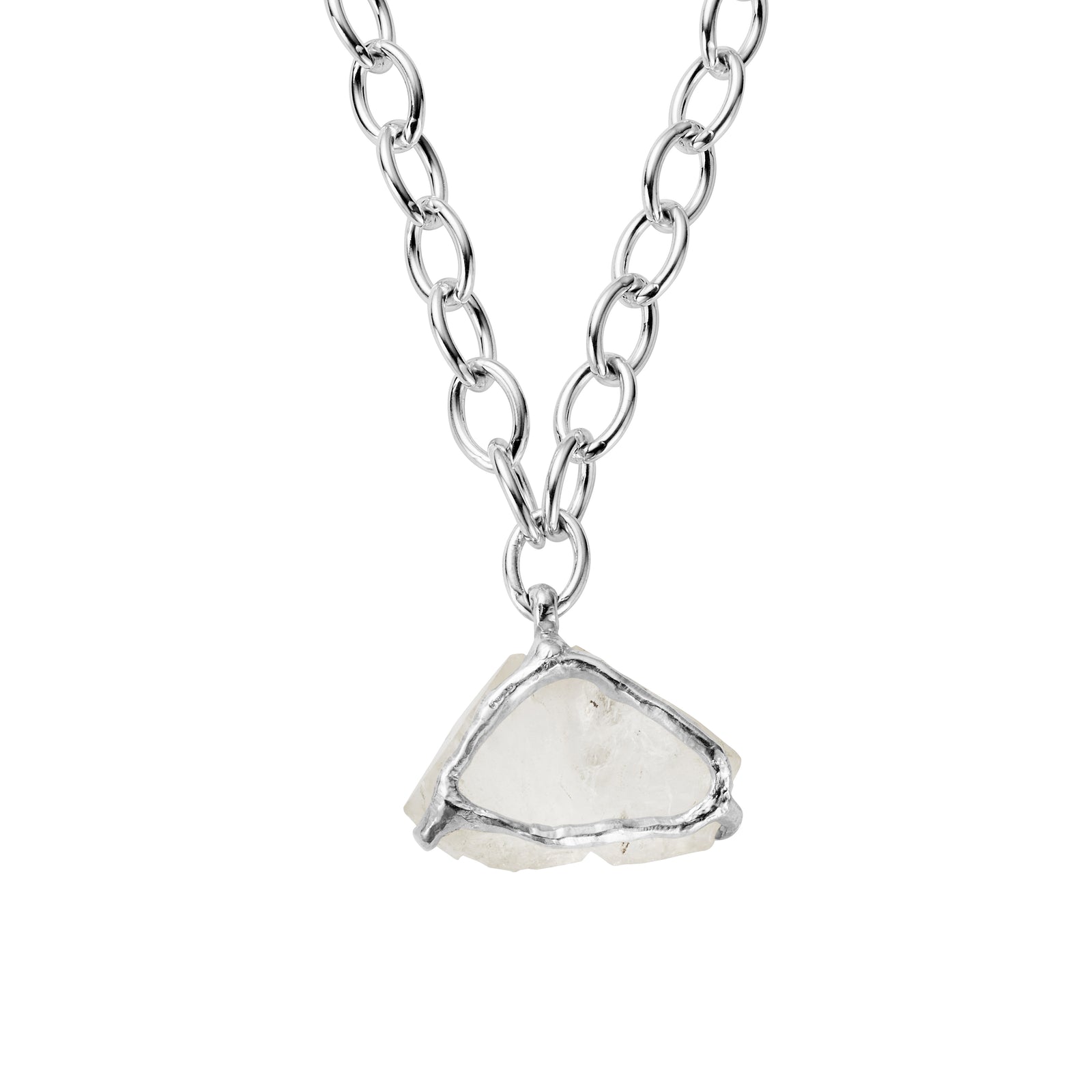 No.21 Silver Rock Crystal Pendant Sylt Chain Necklace