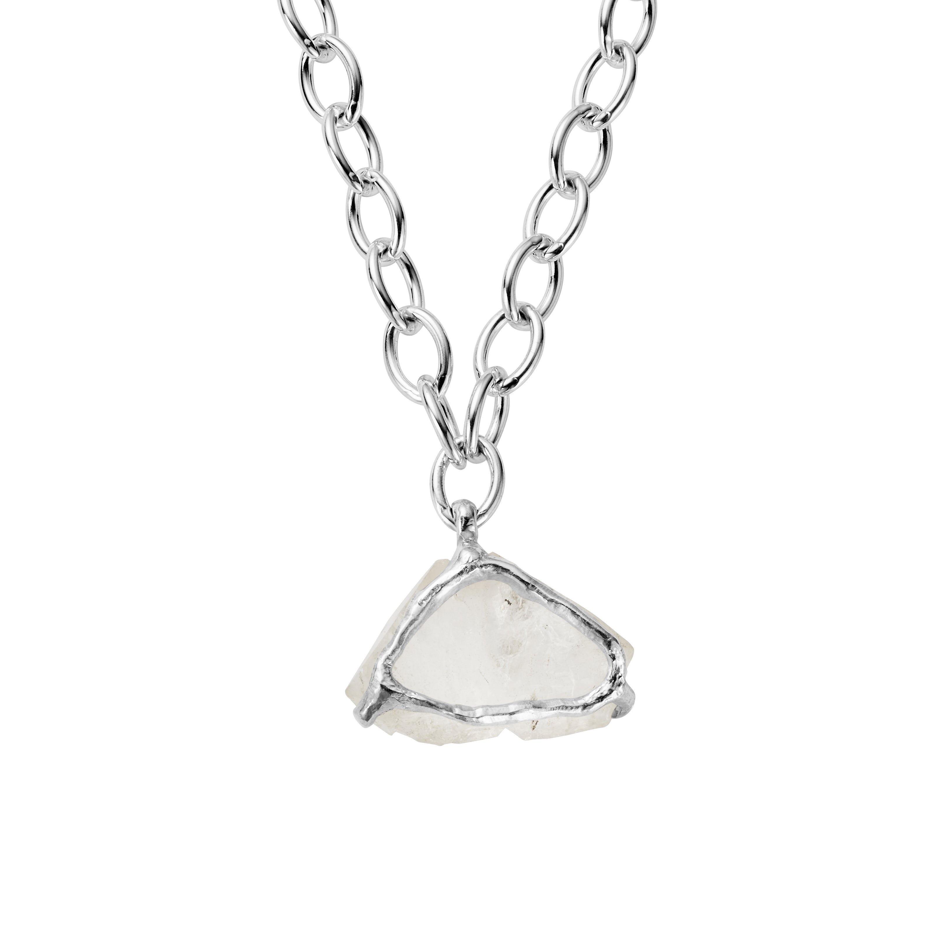 No.21 Silver Rock Crystal Pendant Sylt Chain Necklace
