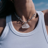 No.21 Silver Rock Crystal Pendant Sylt Chain Necklace