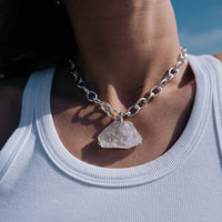 No.21 Silver Rock Crystal Pendant Sylt Chain Necklace