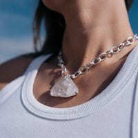 No.21 Silver Rock Crystal Pendant Sylt Chain Necklace