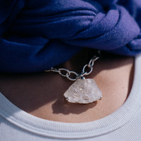 No.21 Silver Rock Crystal Pendant Sylt Chain Necklace