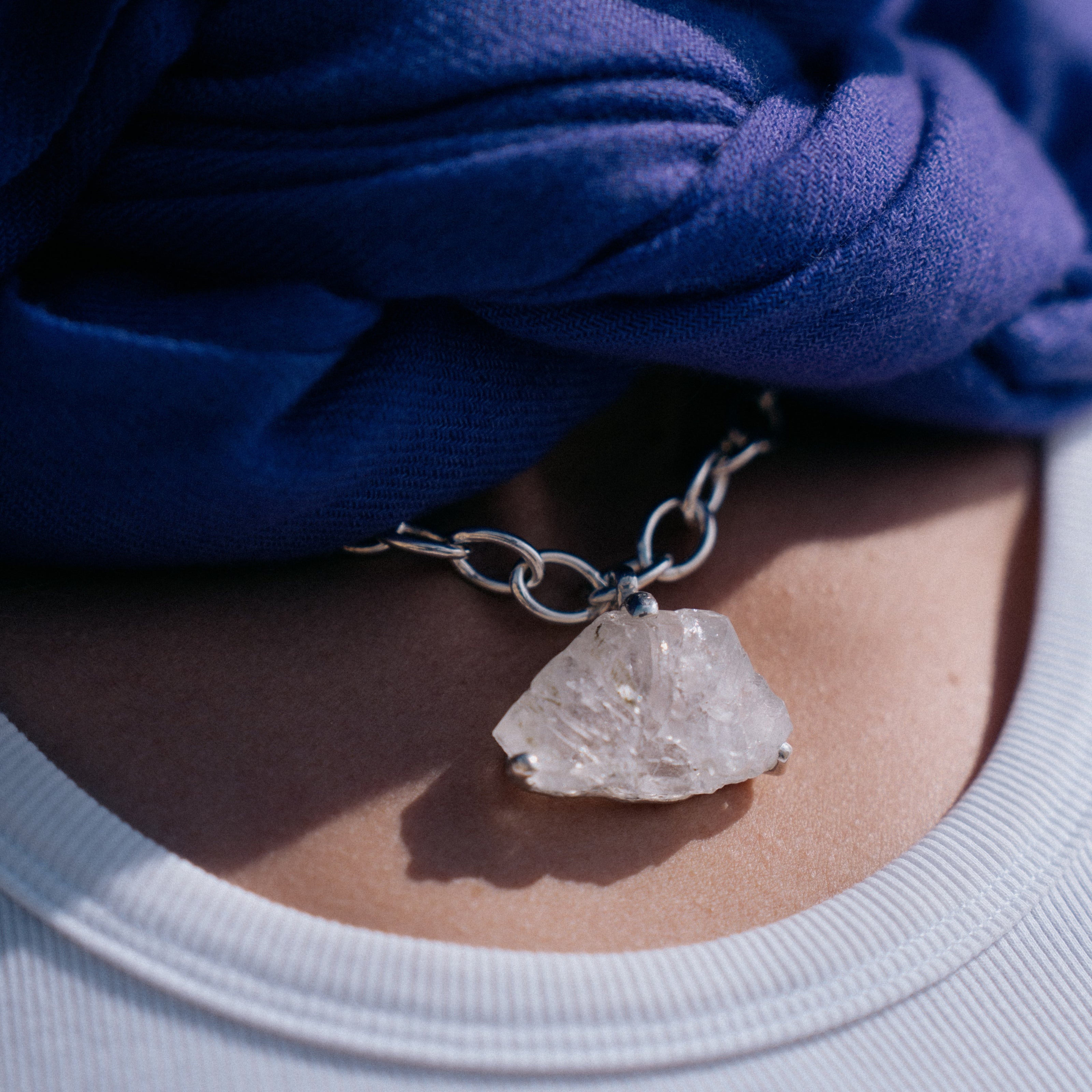 No.21 Silver Rock Crystal Pendant Sylt Chain Necklace