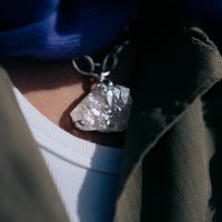 No.21 Silver Rock Crystal Pendant Sylt Chain Necklace