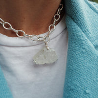 No.21 Silver Rock Crystal Pendant Sylt Chain Necklace