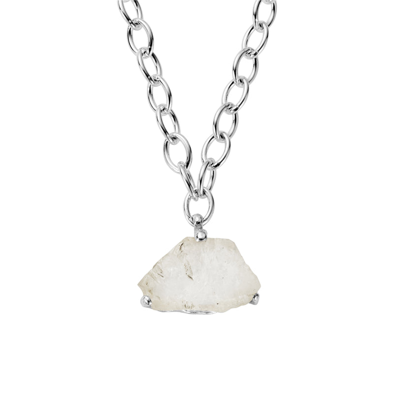 No.21 Silver Rock Crystal Pendant Sylt Chain Necklace