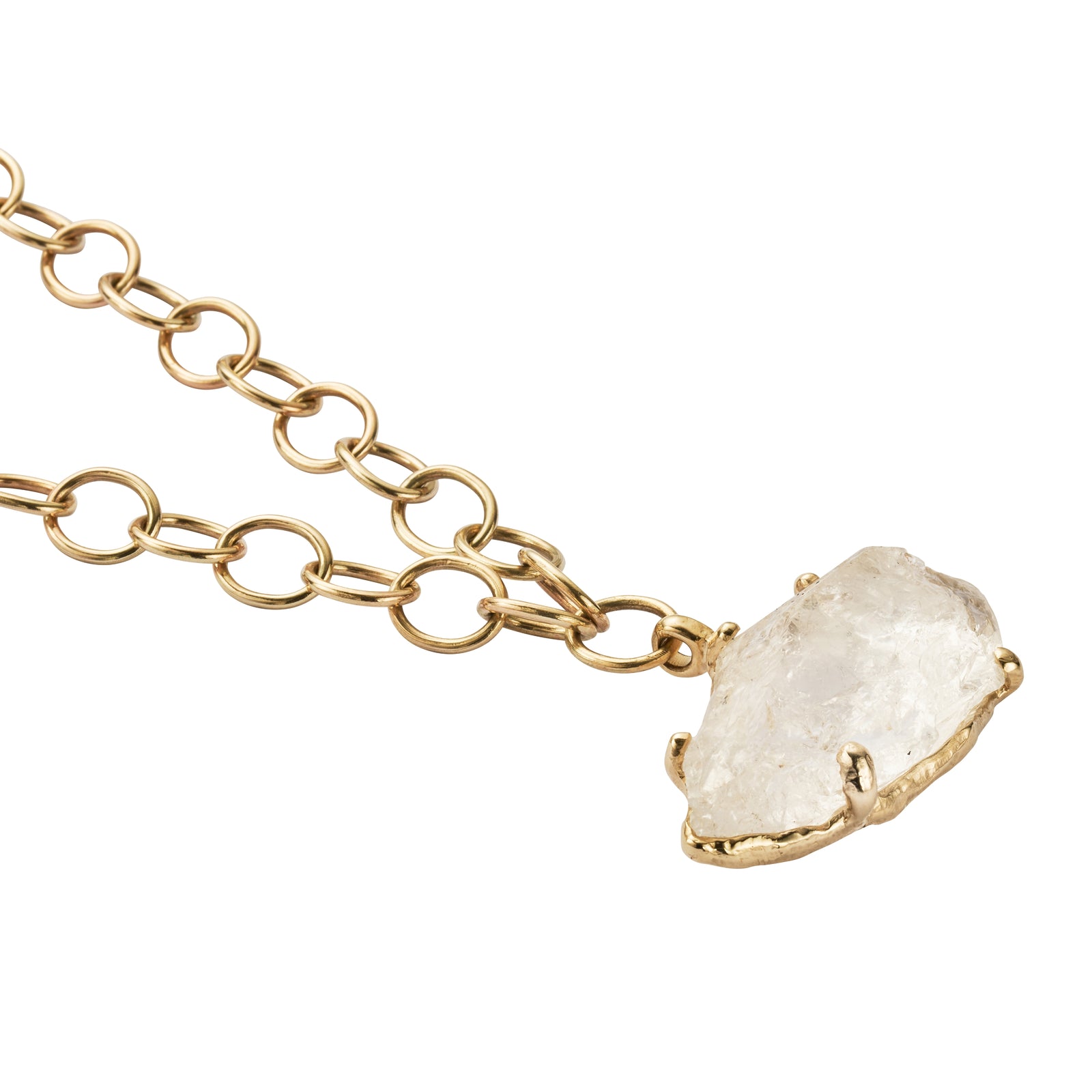 No.2 Gold Rock Crystal Pendant Handmade Chain Necklace