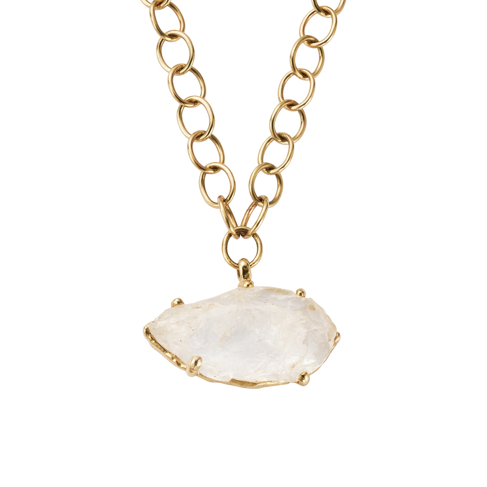 No.2 Gold Rock Crystal Pendant Handmade Chain Necklace