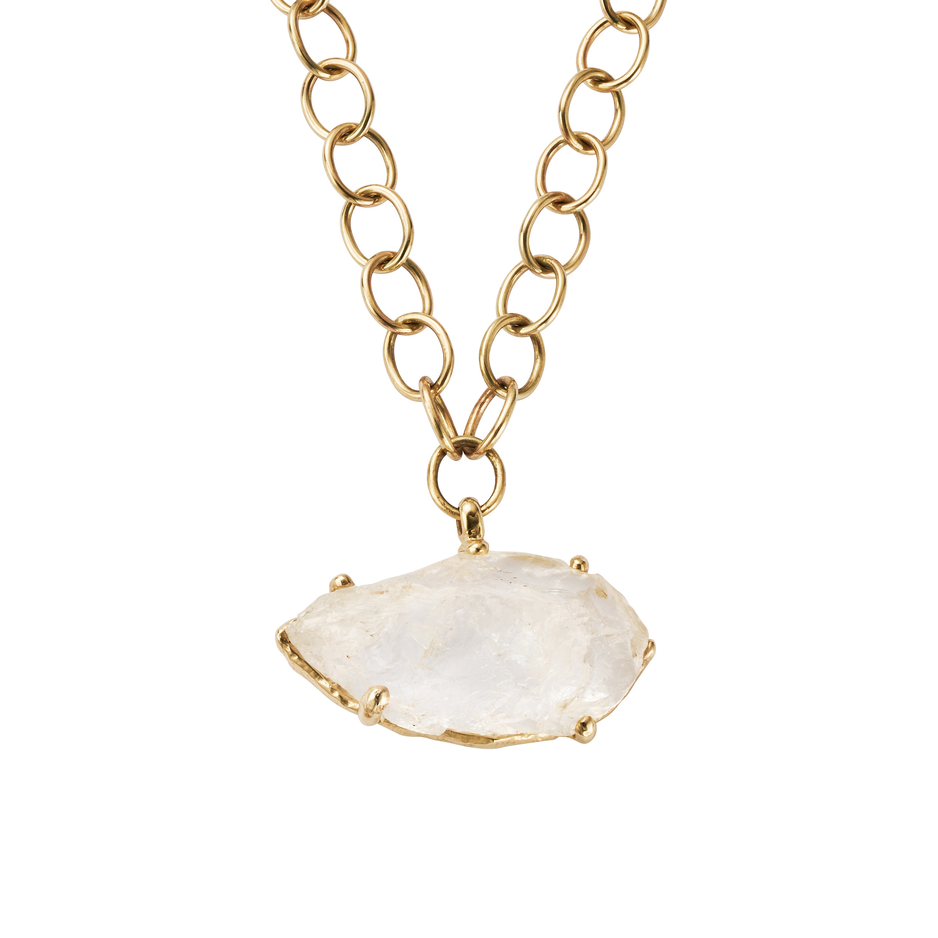 No.2 Gold Rock Crystal Pendant Handmade Chain Necklace