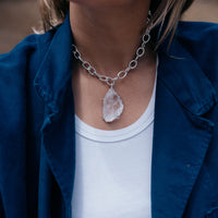No.22 Silver Rock Crystal Pendant Sylt Chain Necklace