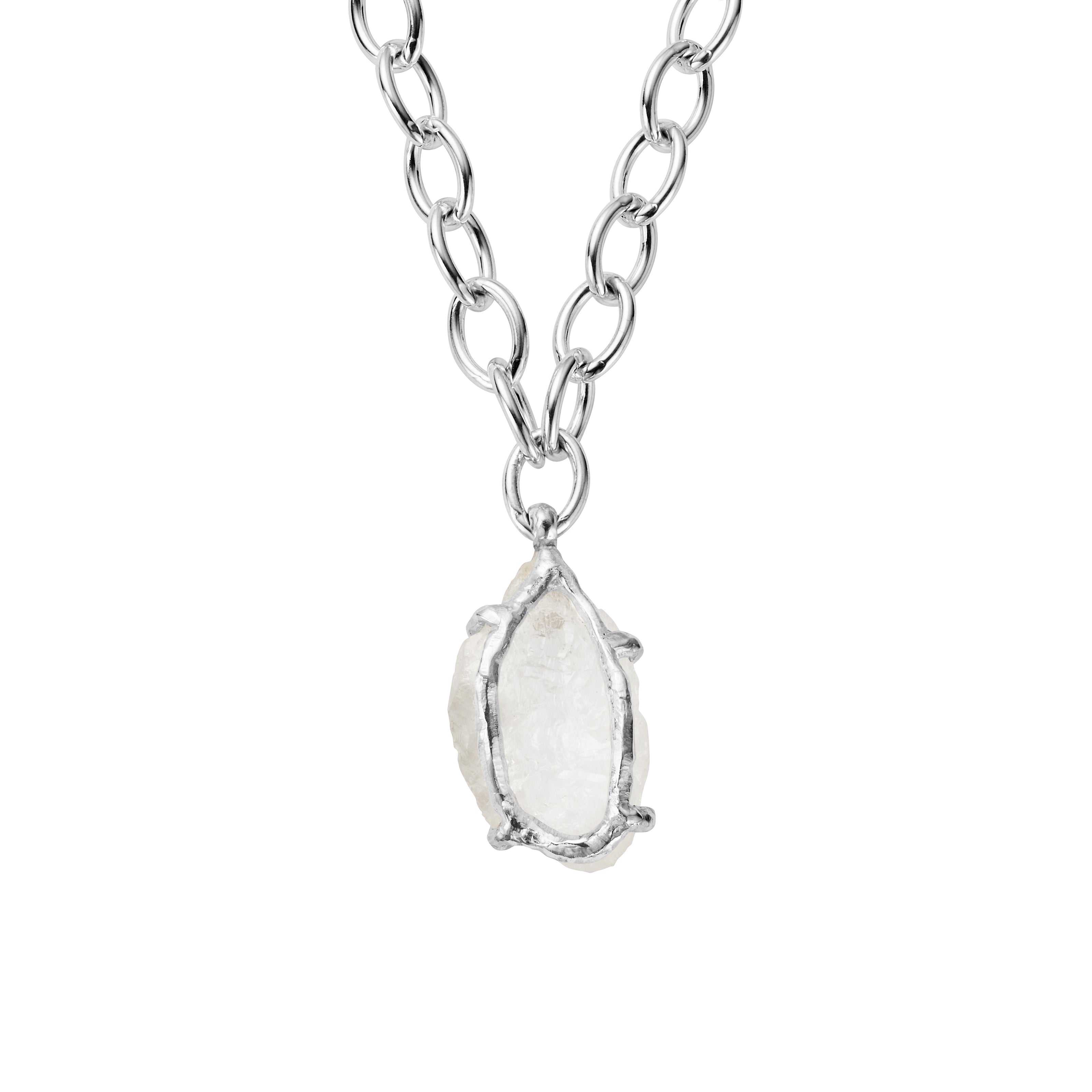 No.22 Silver Rock Crystal Pendant Sylt Chain Necklace