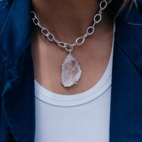 No.22 Silver Rock Crystal Pendant Sylt Chain Necklace
