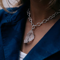 No.22 Silver Rock Crystal Pendant Sylt Chain Necklace