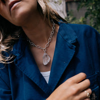 No.22 Silver Rock Crystal Pendant Sylt Chain Necklace